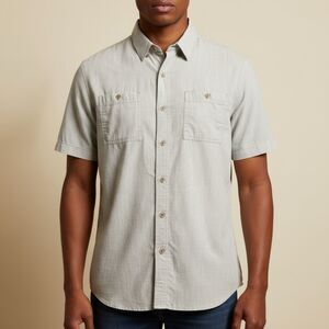 Kuhl L Gray Short Sleeve Casual Button Down Shirt Sporty Mountain Chic Outdoors